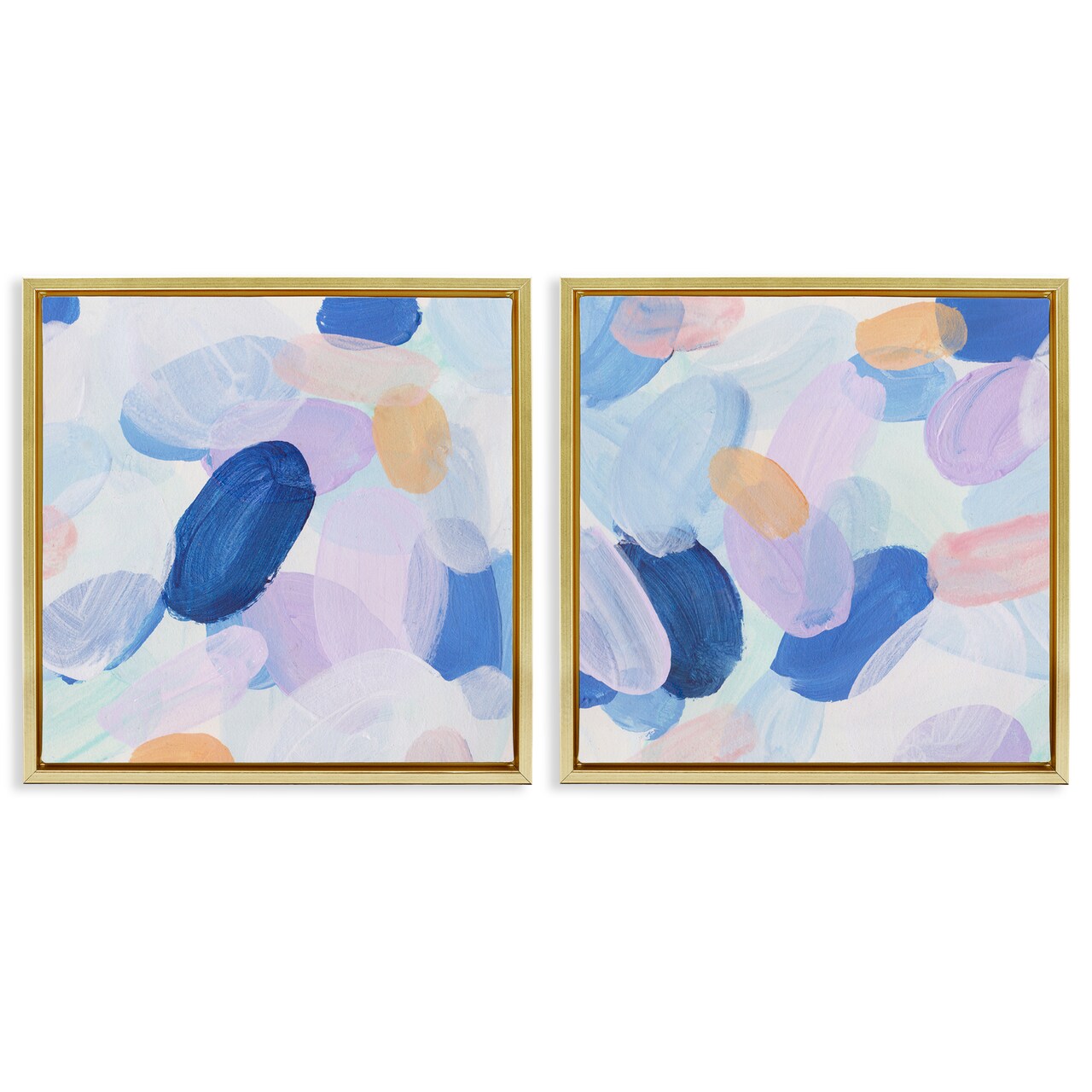Stupell Industries Oval Lavender Blue Abstract 2 pc Framed Floater Canvas Wall Art Set Design by Melissa Wang